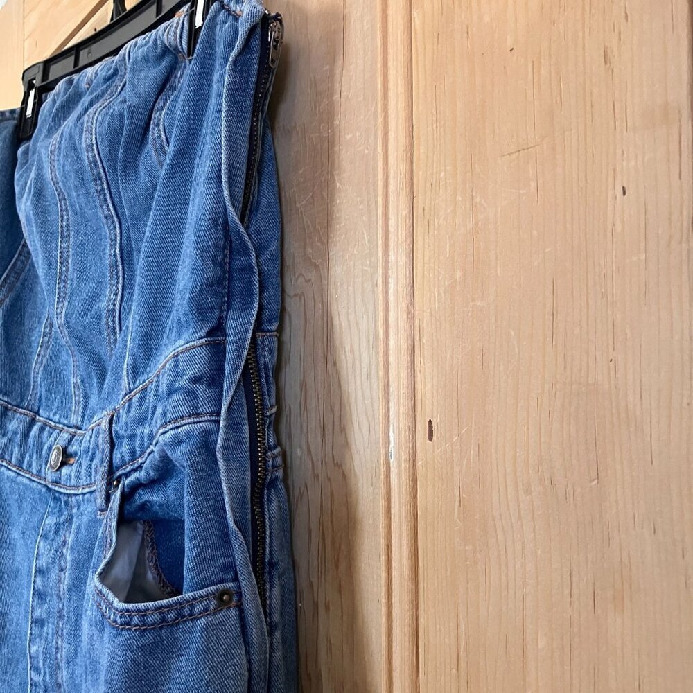 Wild Fable Womens Denim Tube Strapless Cargo Jumpsuit Size Medium Blue SP EXC - Picture 5 of 12